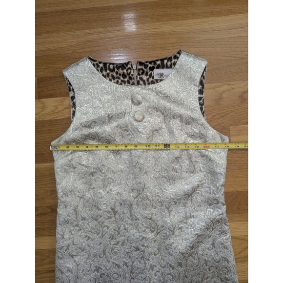 Roulette Brocade Shift Dress Cream Gold Size 12 Leopard Lining - Picture 6 of 10